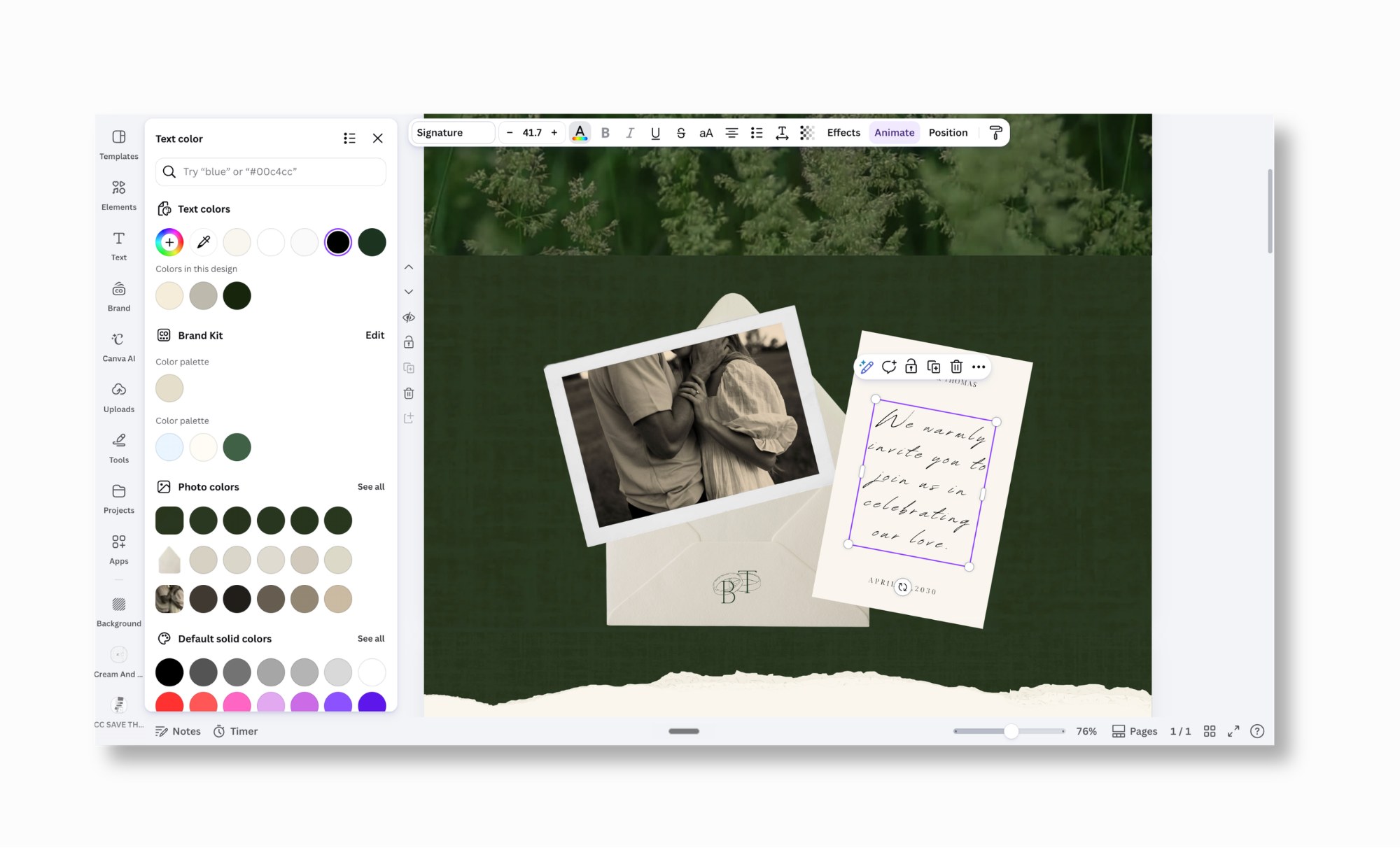 Editing a template in Canva