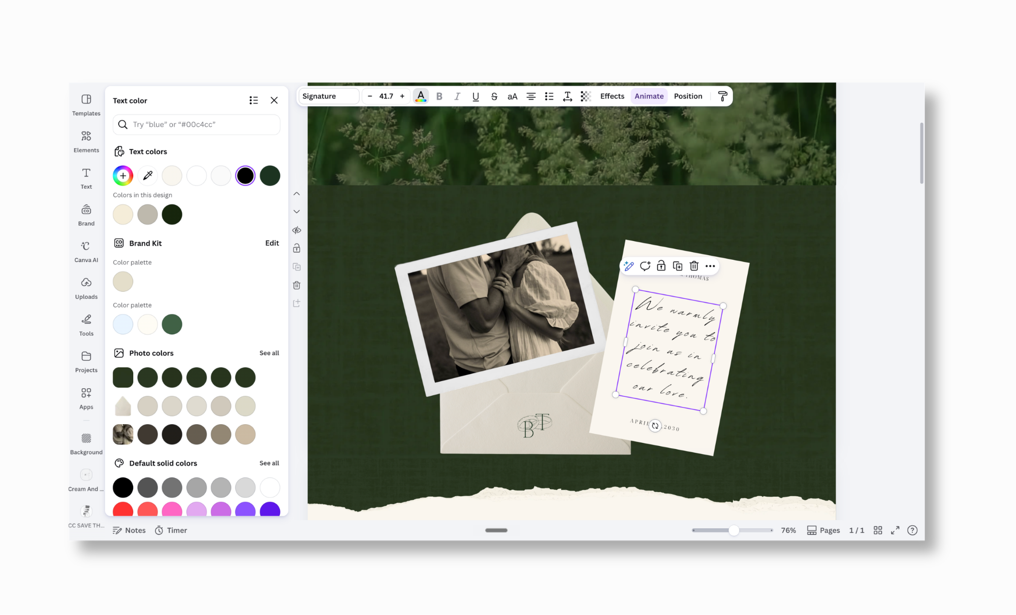 Editing a template in Canva